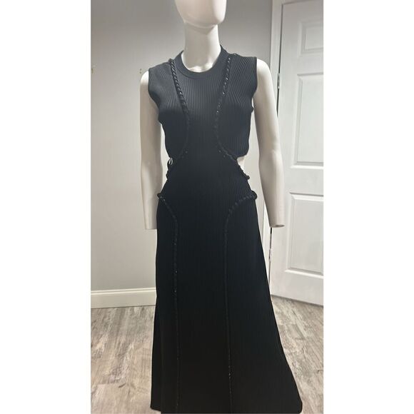 Aje Sculptra Arp Black Cut-Out Midi Dress Size Medium - Picture 7 of 11